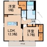 シャーメゾン打田 2LDKの間取り