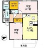 ラ・フェール砂山 2LDKの間取り