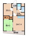 ラ・ビスタ花山 2DKの間取り