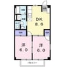国城ハイツ 2DKの間取り