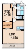 ハピネス祥 1LDKの間取り