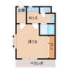 西マンション 1Kの間取り
