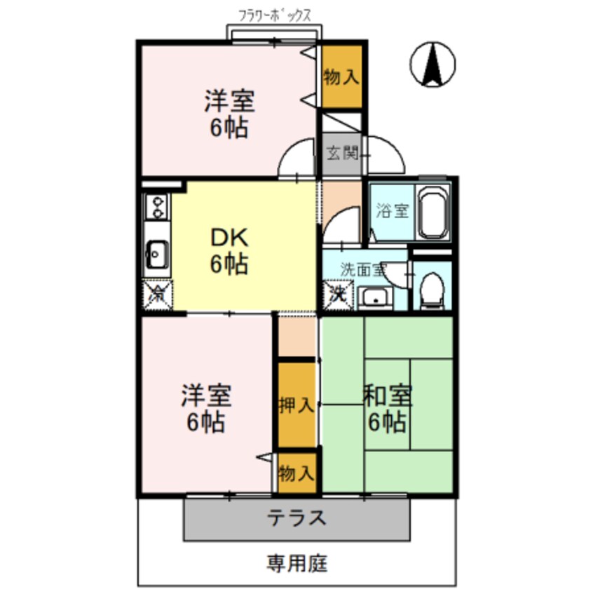 間取図 阪和線・羽衣線/紀伊中ノ島駅 徒歩16分 1階 築29年