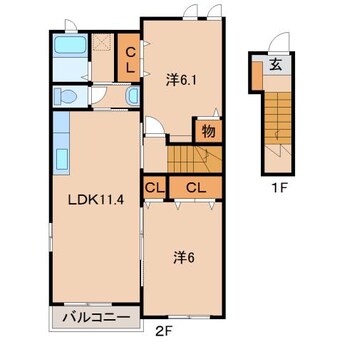 間取図 阪和線・羽衣線/紀伊駅 徒歩22分 2階 築13年