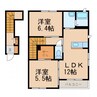 シャーメゾン岸宮 2LDKの間取り