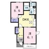 メゾンコニファーⅡ 2DKの間取り
