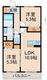 シャーメゾン吉礼Ⅱ 2LDKの間取り