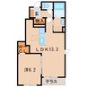 アーデルⅠ 1LDKの間取り