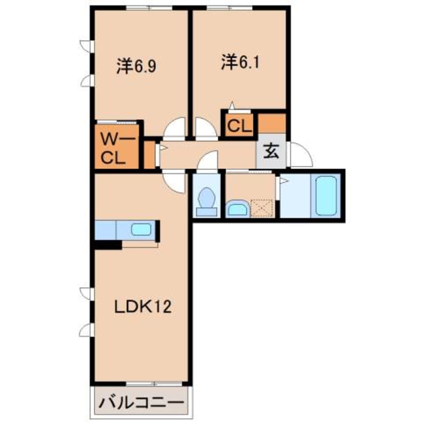 間取図 阪和線・羽衣線/和歌山駅 徒歩23分 2階 築10年