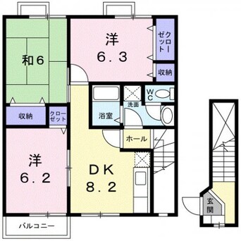 間取図 和歌山電鉄貴志川線/神前駅 徒歩20分 2階 築25年