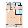 西マンション 1Kの間取り