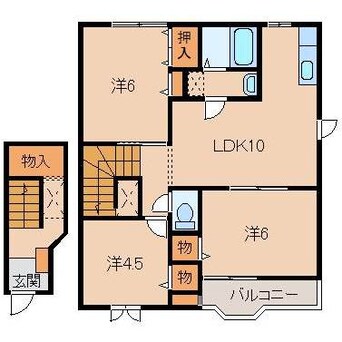 間取図 和歌山線/田井ノ瀬駅 徒歩4分 2階 築21年