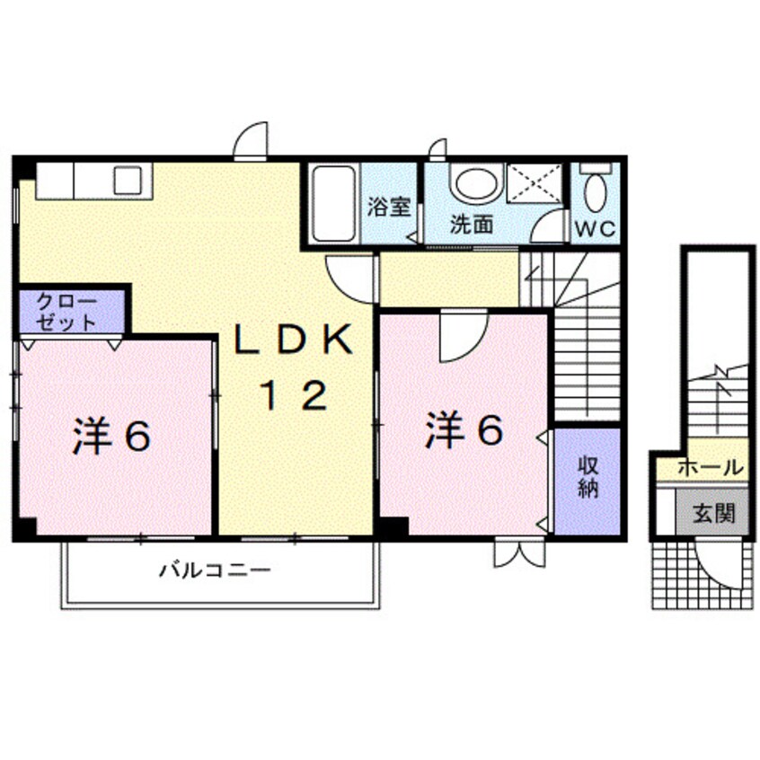 間取図 阪和線・羽衣線/和歌山駅 徒歩23分 2階 築24年