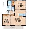 シャーメゾンリベルタ 2LDKの間取り