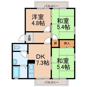 間取図 和歌山電鉄貴志川線/神前駅 徒歩9分 2階 築35年