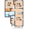 シャーメゾン紀伊 2LDKの間取り