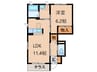 シャーメゾン岩出 1LDKの間取り