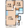 シャンブルＭ 2LDKの間取り