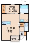 クラウンハイツ神前 1LDKの間取り