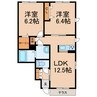 藤栄ハイツⅢ 2LDKの間取り