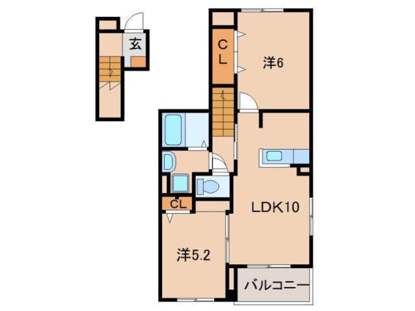 間取図 きのくに線・紀勢本線/宮前駅 徒歩5分 2階 築4年