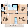 シャーメゾンソレイユ 2LDKの間取り