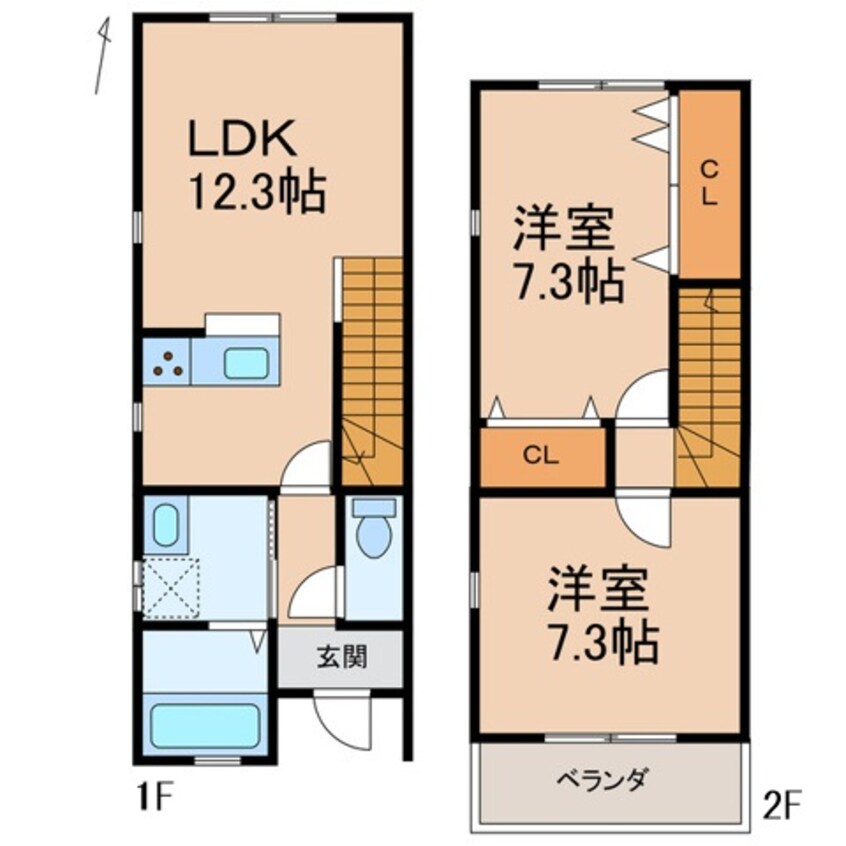 間取図 仮)新中島メゾネット賃貸