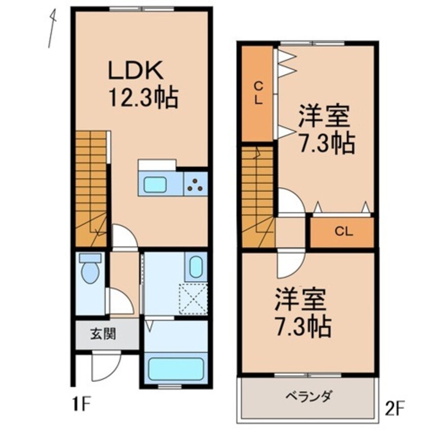 間取図 仮)新中島メゾネット賃貸