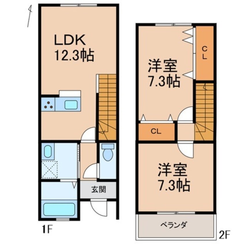 間取図 仮)新中島メゾネット賃貸