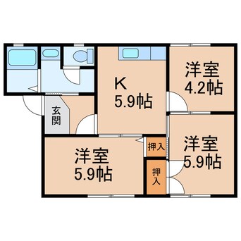 間取図 阪和線・羽衣線/紀伊中ノ島駅 徒歩22分 1階 築28年