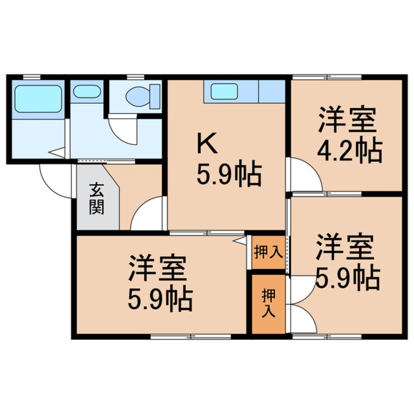 間取図 阪和線・羽衣線/紀伊中ノ島駅 徒歩22分 1階 築28年