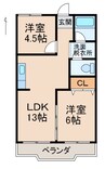プレイザービル 2LDKの間取り
