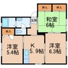 シャーメゾン紀峰 3Kの間取り