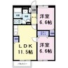 ハイツシャルマンリコB 2LDKの間取り