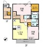 D-room パストラーレ　Ⅰ 2LDKの間取り