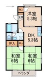 セゾン津秦 3DKの間取り