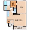 ルーチェモルト 1LDKの間取り