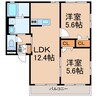 リッチンコートⅡ 2LDKの間取り