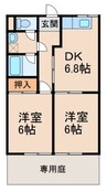 グリーンフル中浜 2DKの間取り