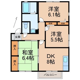 間取図 阪和線・羽衣線/和歌山駅 徒歩41分 2階 築29年