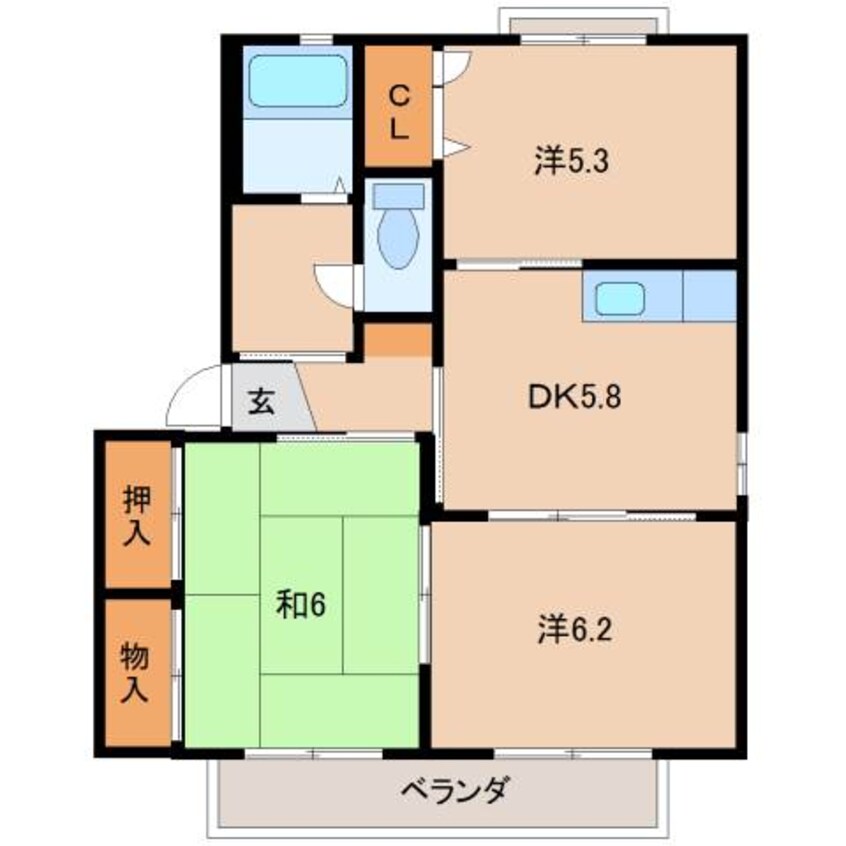 間取図 ヴィレッジせせらぎⅡ