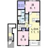 ブルーメ・うめ 2LDKの間取り