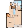 アーデルⅠ 1LDKの間取り