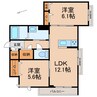 ベレオ昭和通り 2LDKの間取り