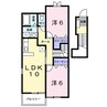 エスト ヴァン 2DKの間取り