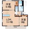 シャーメゾン尾崎 2LDKの間取り