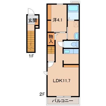 間取図 阪和線・羽衣線/和歌山駅 徒歩26分 2階 築8年