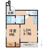 フジパレス市駅東ウエスト 1LDKの間取り