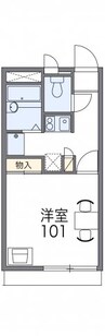 レオパレスハッピネスコート 1Kの間取り