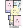 ソルサリエンテⅡ 2DKの間取り
